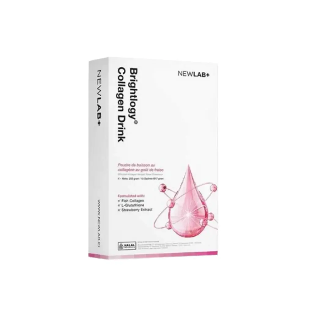 Newlab Brightlogy Collagen Drink Minuman Collagen Pemutih badan, 1 box isi 15 sachet TERMURAH
