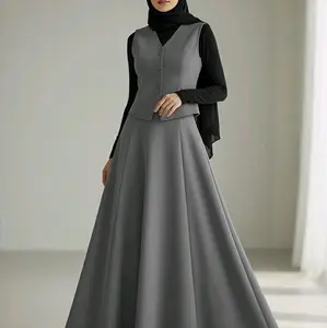 One set/setelan rompi & rok audy, bahan scuba premium,halus & tebal