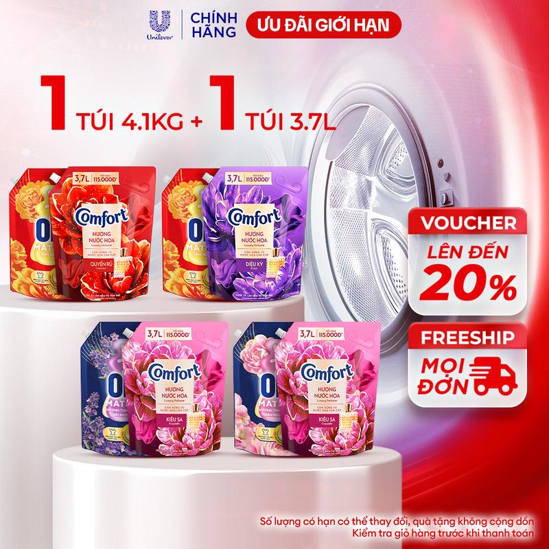 Combo Nước Giặt OMO Matic - Túi 4.1KG và Nước Xả Làm Mềm Vải Đậm Đặc Comfort -…