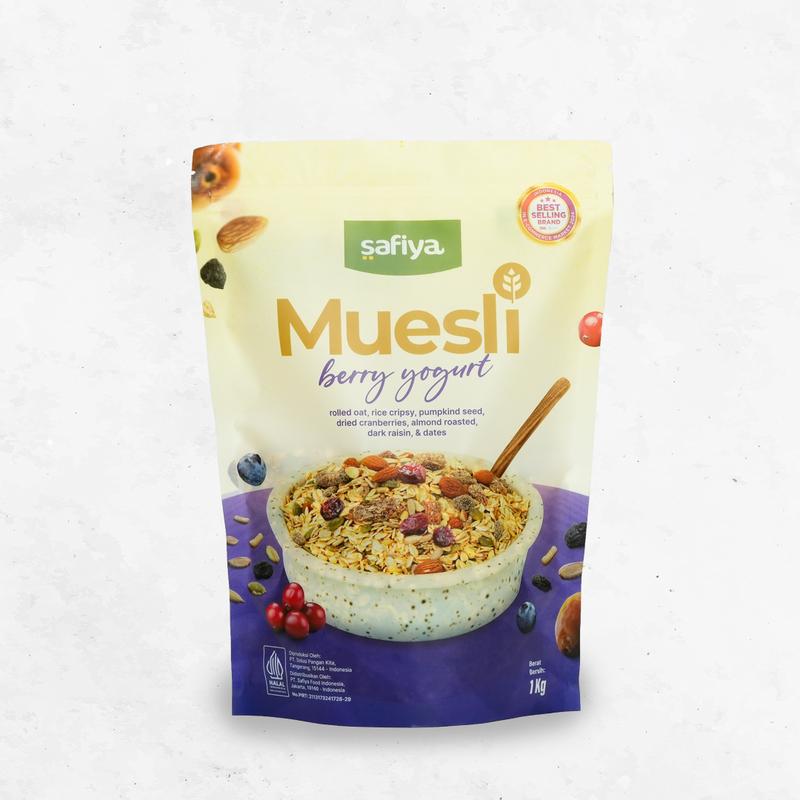 Safiya Muesli Berry Yogurt 1 Kg With Almond Sereal Oatmeal Premium 6