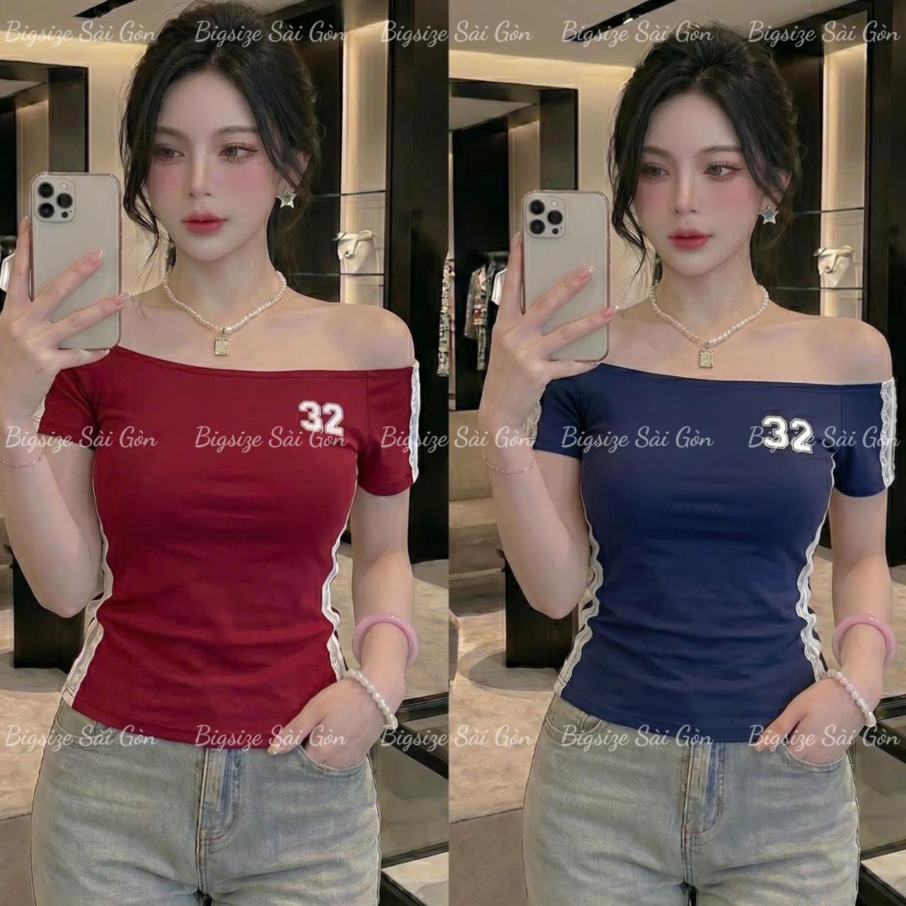 Áo Thun Nữ Trễ Vai  Phối Viền Tôn Dáng (Chất Borit Cotton Cao Cấp) Trẻ Trung Cho Nữ 45–90kg Xinh Shop - A.1770