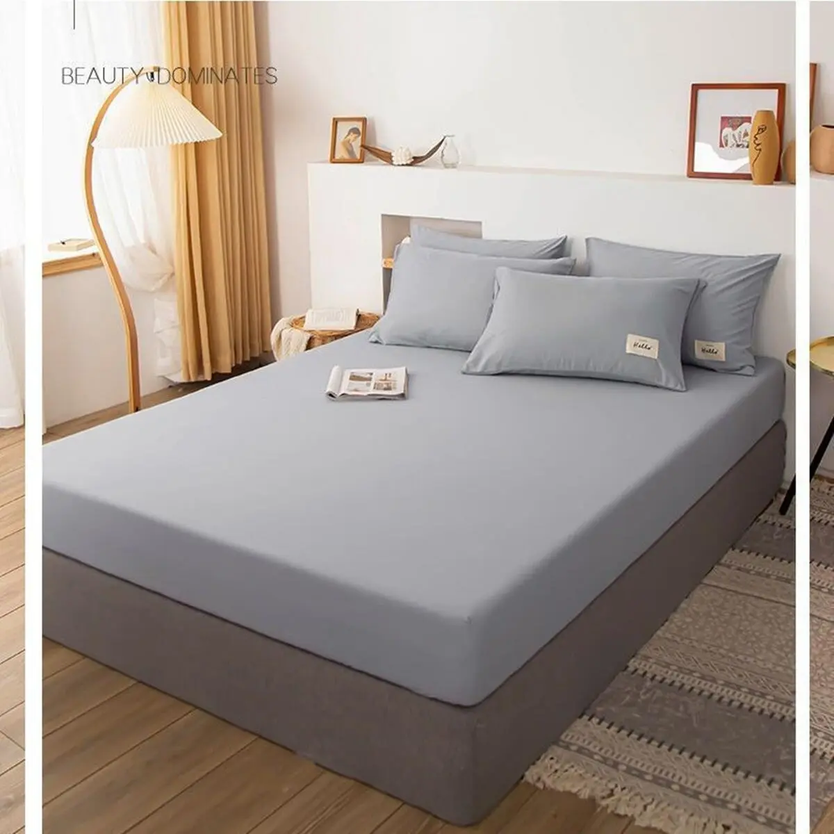 3in1 Set Queen King Plain Fitted Bedsheet Getah Keliling Cadar Cover Bed Sheet