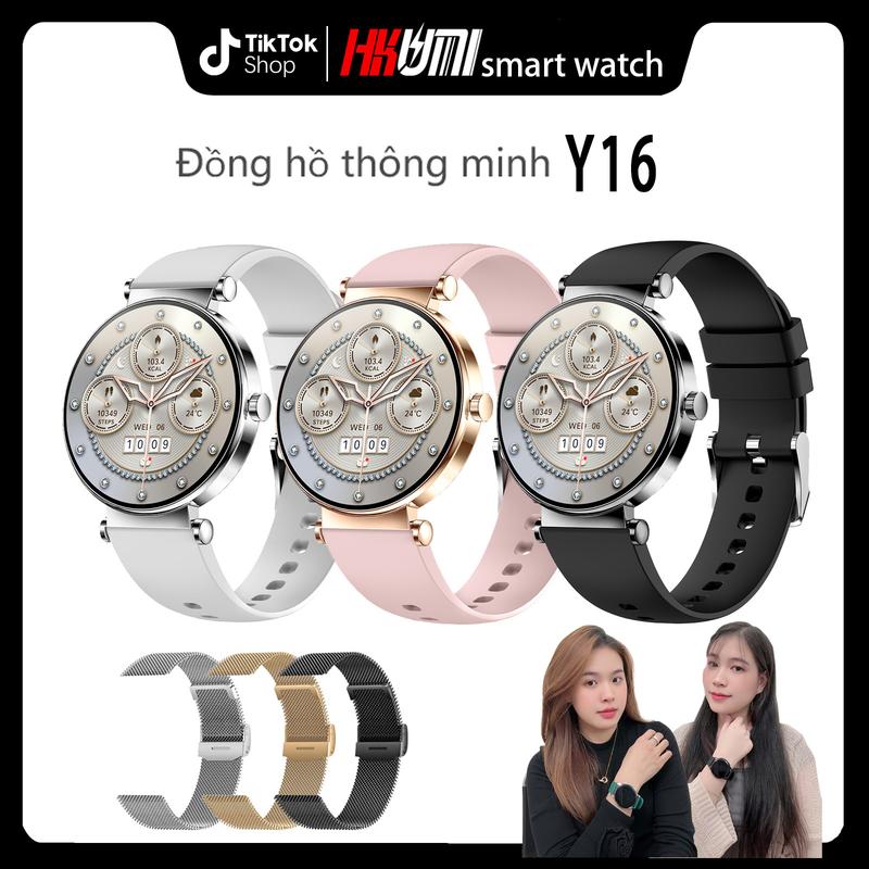 2025 Đồng Hồ Thông Minh Y16 Dành Cho Nữ Với Theo Dõi Nhịp Tim Màn Hình 1.32 Inch Được Thiết Kế Theo Hợp Kim Đồng hồ thông minh có chức năng như theo dõi giấc ngủ theo dõi thể thao Đếm bước đi thời trang đồng hồ smart watch