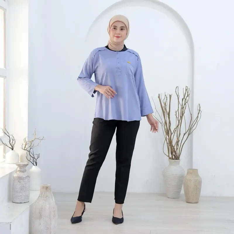 KAMILA Blouse Rayon Twill Lengan 7/8 Atasan Wanita Nyaman 7