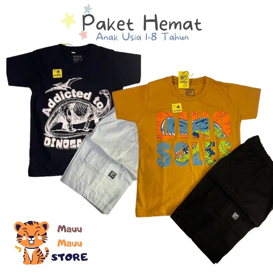 MAUMAUKIDS SETELAN ANAK LAKI LAKI  SIZE 1-8 TAHUN PAKET HEMAT DAN PAKET COMBO