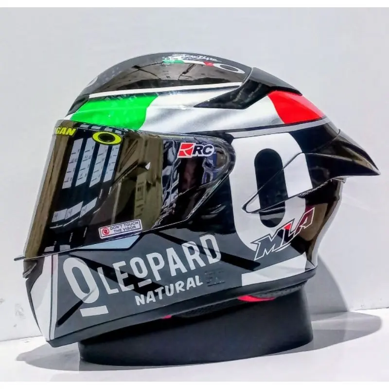 Helm MLA TT-COURSE Motif Leopard Blue/Red/Gold - Visor Single, Fullface Model Kyt Ttc - Kaca, Motorcycle 1