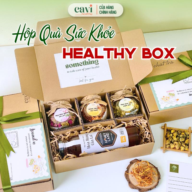  Hộp Quà Trà Sức Khỏe Sang Trọng Sức Khỏe Mật Ong HoneyLand và Trà Hoa Sấy Lạnh Healthy Box 
