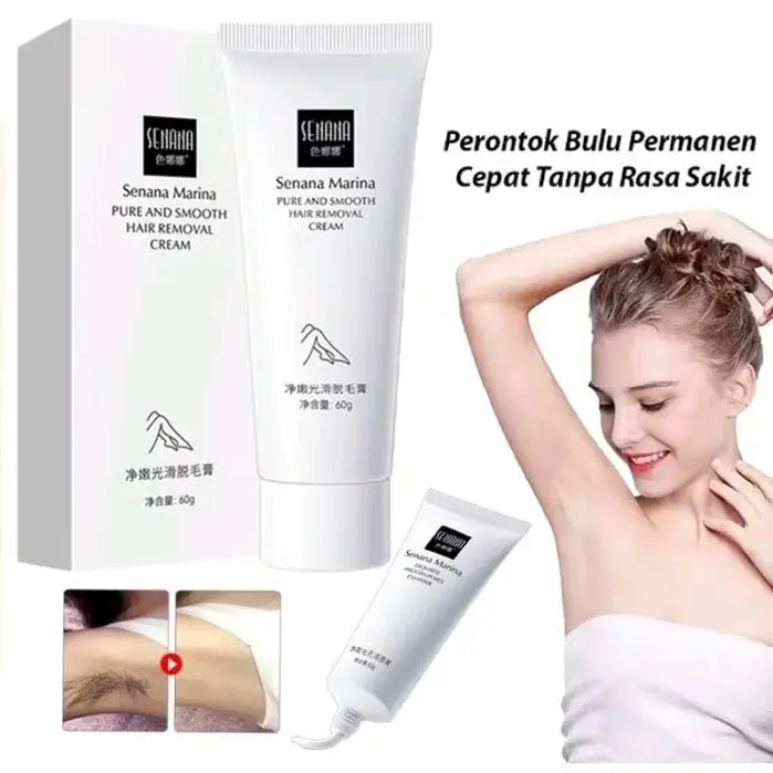 LS [ FREE SPATULA ] SENANA MARINA Cream Perontok Bulu Ketiak Krim Penhilang Bulu Hair Removal Wax Waxing 1