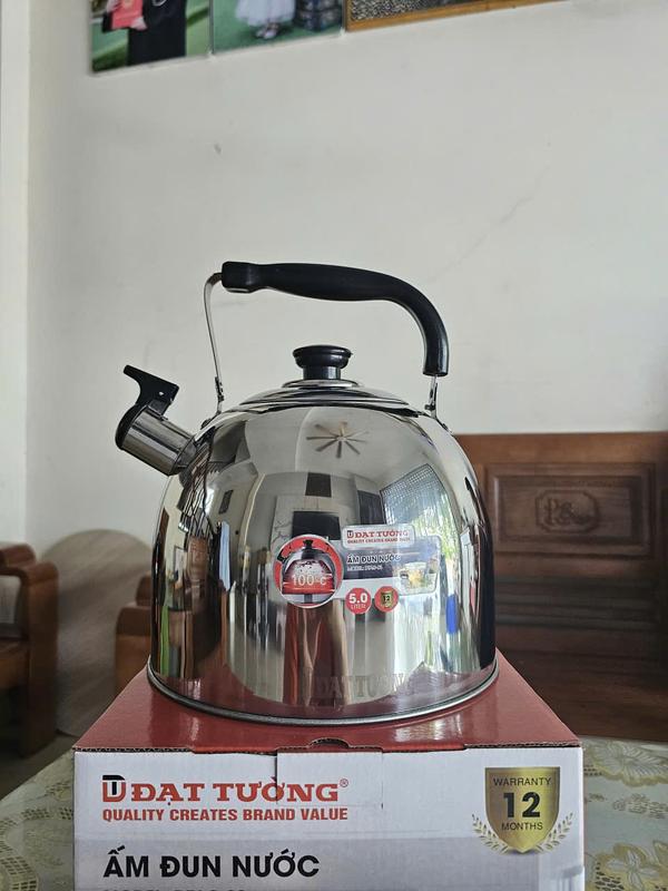 Ấm inox đun nước bếp gas/bếp từ ĐẠT TƯỜNG 5L còi hú - KHÔNG PHẢI ẤM CẮM ĐIỆN