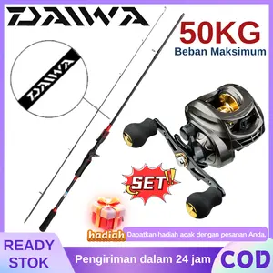 DAIWA set pancing lengkap joran spinning baitcasting joran lure 1.65-2.7M serat karbon berkualitas reel kuat rasio 5.2:1 drag maks 50KG portabel berbagai perairan harga terjangkau