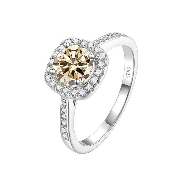 Product Introduction of 【#98】925 Sterling Silver Round Square Moissanite Ring 9