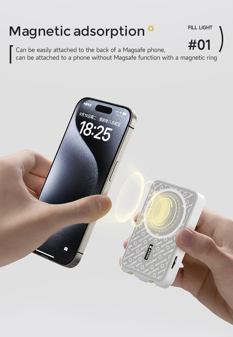 PHOTOOLEX Fragrant Dried TOFU Light - Lampu Atmosfer Langsung Berwarna Penuh Magnetik RGB Multi-Fungsi Fotografi Seluler Fotografi Selfie Isi Cahaya Kamera