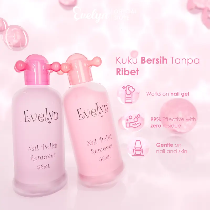 Evelyn Nail Polish Remover 55ml / Pembersih Kutek / Penghapus Kutek Aman BPOM