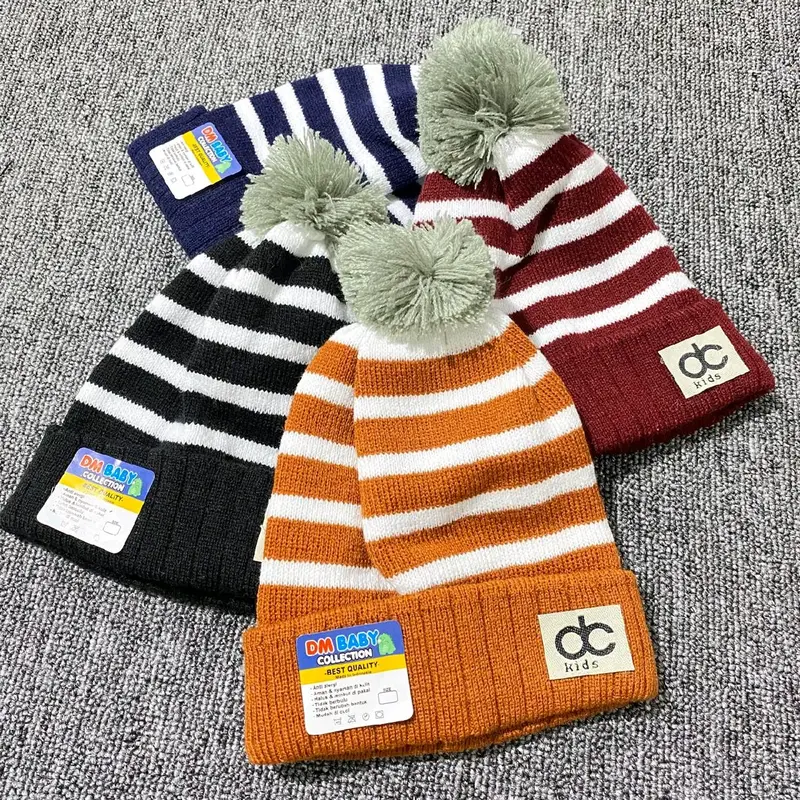 Kupluk Bayi Rajut Model JAMBUL Motif SALUR 0-12 Bulan DC Kids Kupluk Penutup kepala Bayi Trendy DM Baby 5