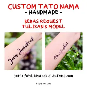 Sticky Tattoos [CT NAMA BEBAS] Tato Custom Tulisan Nama Bebas Font Temporary Tattoo Handmade Bebas Request Tulisan & Model
