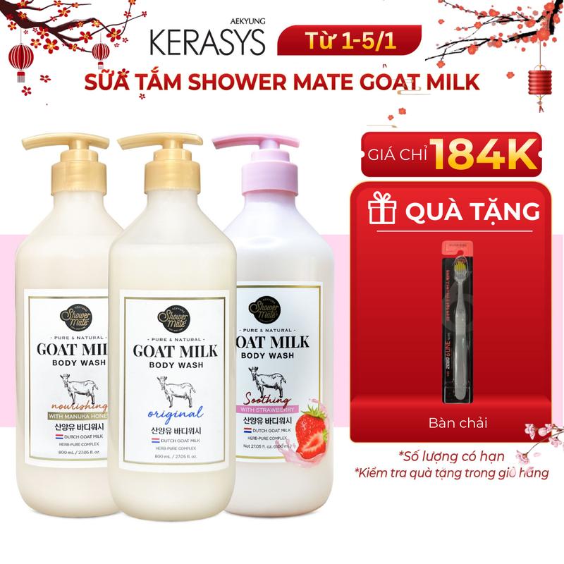Sữa tắm Shower Mate Goat Milk Hàn Quốc dưỡng ẩm dưỡng da body 800ml Dưỡng Body Women sữa tắm sữa dưỡng thể sữa tắm