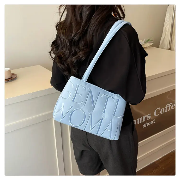 Shoulder bag GENTLEWOMAN 2025 niche design satin letter embroidery thread Korean version fashion versatile hand-held armpit bag