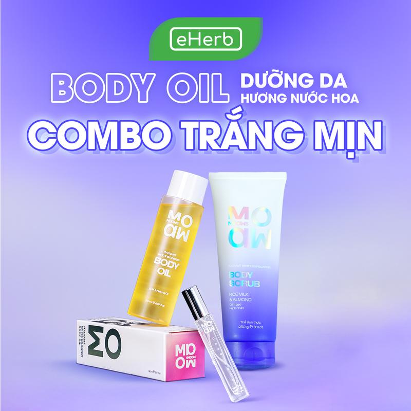 LIVE COMBO 3 TRẮNG MỊN Scrub Body Sữa Gạo Hạnh Nhân Ủ Trắng Glutathione Arbutin - Scrub Hỗ Trợ Dưỡng Sáng Da MOAW MOAWS - Tẩy Tế Bào Chết Vật Lý Hạt Mịn Không Gây Rát EHERB - Kem Tắm Hương Nước Hoa - Thấm Kem Nhanh - Nữ
