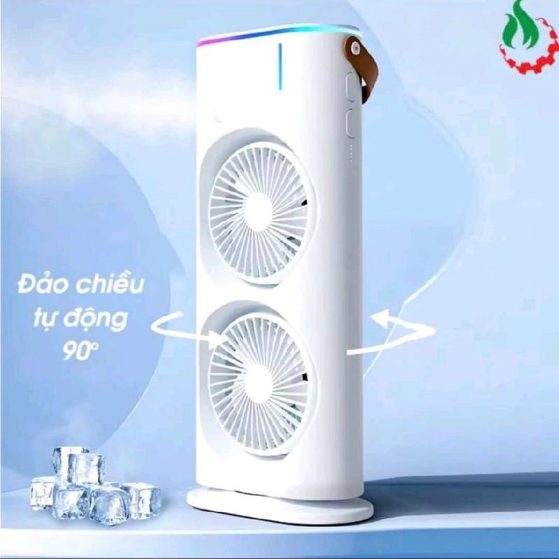 Quạt phun sương 2 tầng tích điện chính hãng mẫu mới có điều khiển, điều hòa hơi nước mini 5