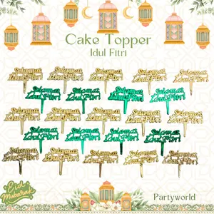 Cake Topper Akrilik Tulisan Selamat idul Fitri | Topper Cake Ramaadan Hiasan Kue Cupcake Lebaran | Dekorasi Hiasan Kue Lebaran