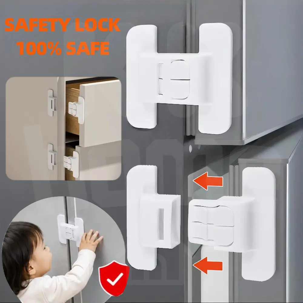 【kkhome】Kunci Pengaman Pintu Kulkas Alat Penutup Pengunci Pintu Kulkas Laci Safety Lock Aman untuk Mengamankan Pintu Kulkas dan Laci gesper anti-buka bayi
