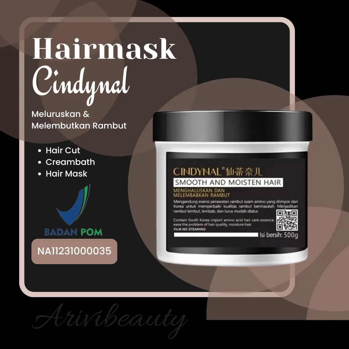 CINDYNAL MASKER PELURUS MELEMBUTKAN RAMBUT HAIR MASK SMOOTH AND MOISTEN