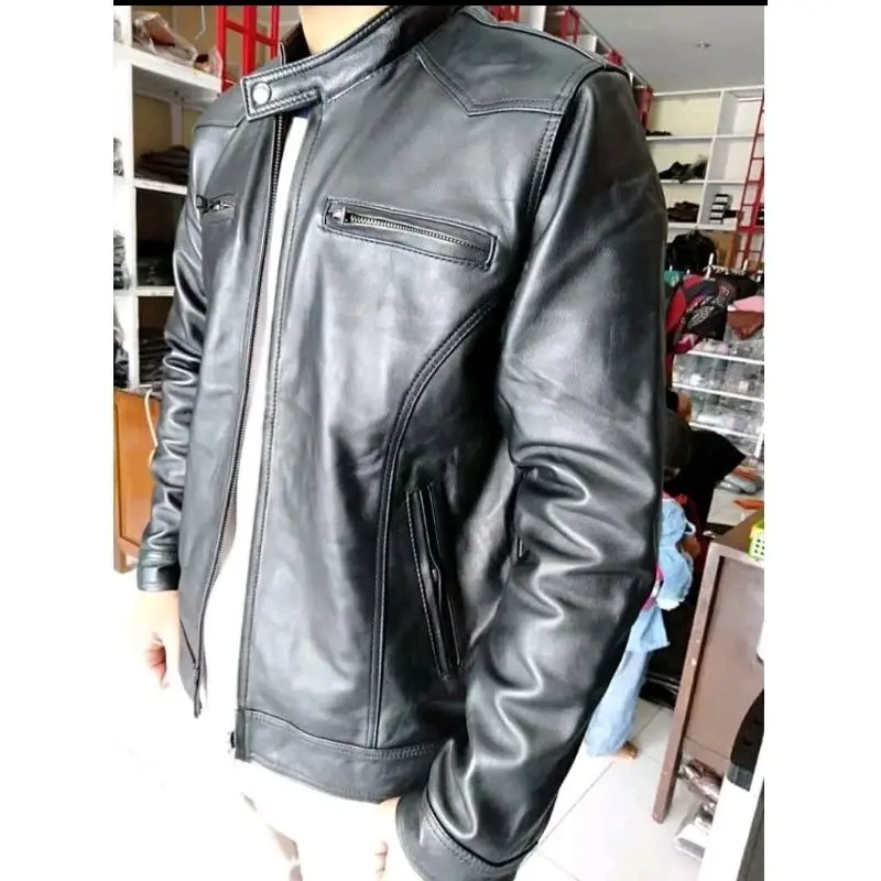 Jaket Pria Asli Kulit Domba Garut Super Elegant Keren Casual Coklat Hitam 3