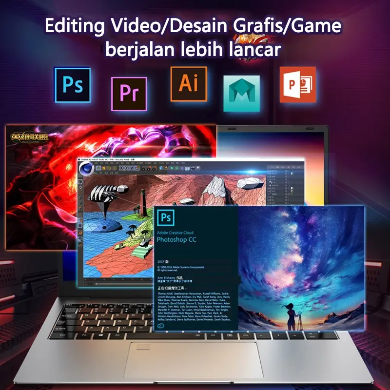 AMOLI  Laptop Gaming Murah Layar HD 15,6 Inci Intel Celeron N4000 8GB+256GB Win11 Tipis dan Ringan Desain Grafis Quad Core Quad Thread Profesional Masa Pakai Baterai Tinggi/Editor Garansi Satu Tahun Komputer Battery Keyboard Led 4