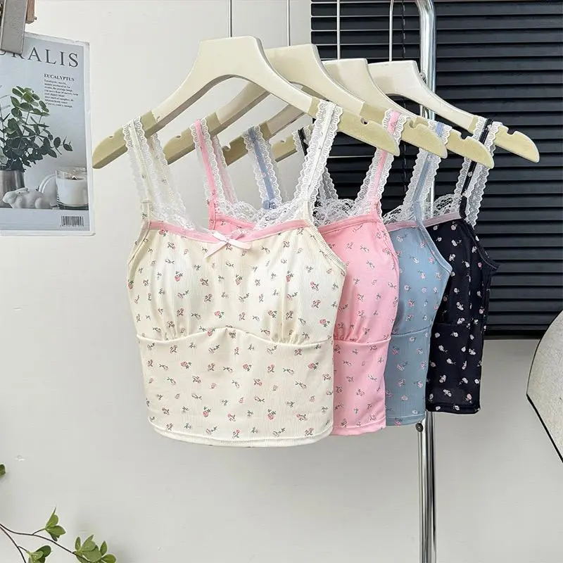[KKGallery] Tanktop Coquette Pita Motif Renda Croptop Korea Wanita Cute 1211