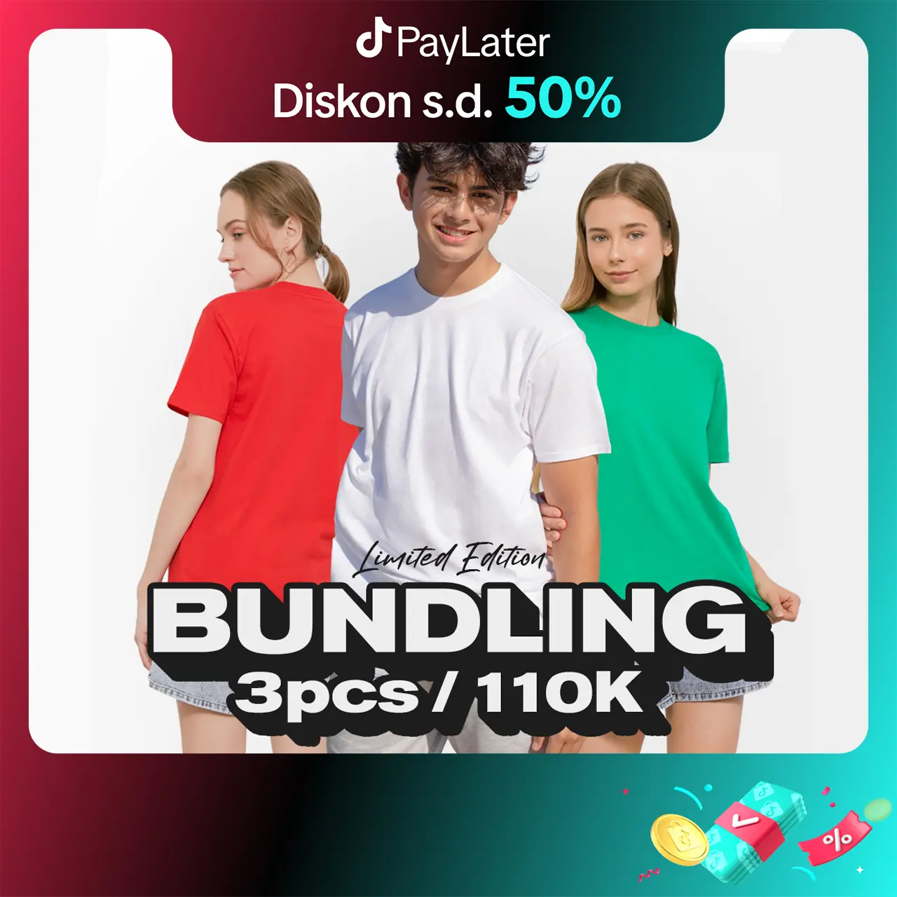 Zelus Apparel  Promo Kaos 110Ribuan Dapat 3 Pcs Polos Lengan Pendek nyaman soft Pria