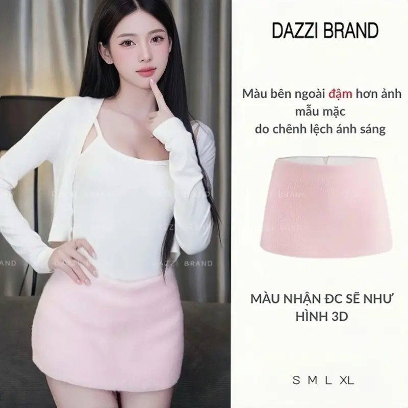 [CÓ KHOÁ KÉO PHÍA SAU] Chân váy nữ vải Lông Thỏ phong cách Y2K, Chân váy nữ chữ A có lót trong dáng ngắn DAZZI V03 | BigBuy360 - bigbuy360.vn