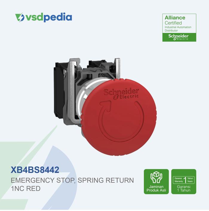 Gambar SCHNEIDER HARMONY XB4 EMERGENCY STOP METAL TOMBOL TEKAN DARURAT LATCHING TURN TO RELEASE 40MM 1NC XB4BS8442 dari vsdpedia Kota Administrasi Jakarta Timur Tokopedia