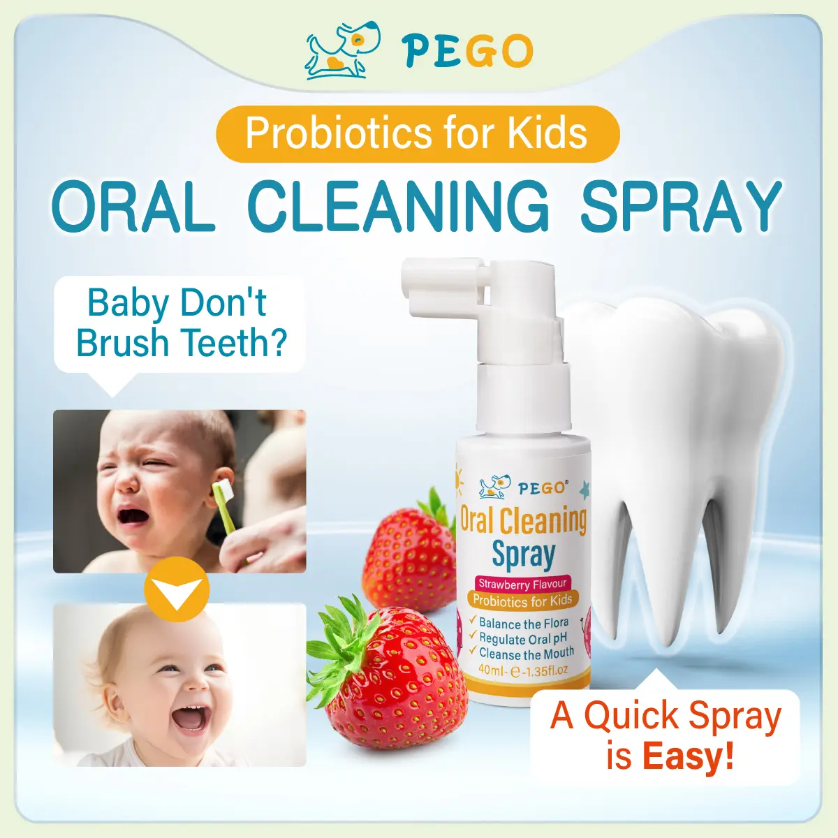 Kids Oral Spray, Toddler Toothpaste Helper for Cavity Prevention and Fresh Breath, Children Anticavity with Fluoride Free for Newborn to Preschoolers, Kid's Mouth Spray