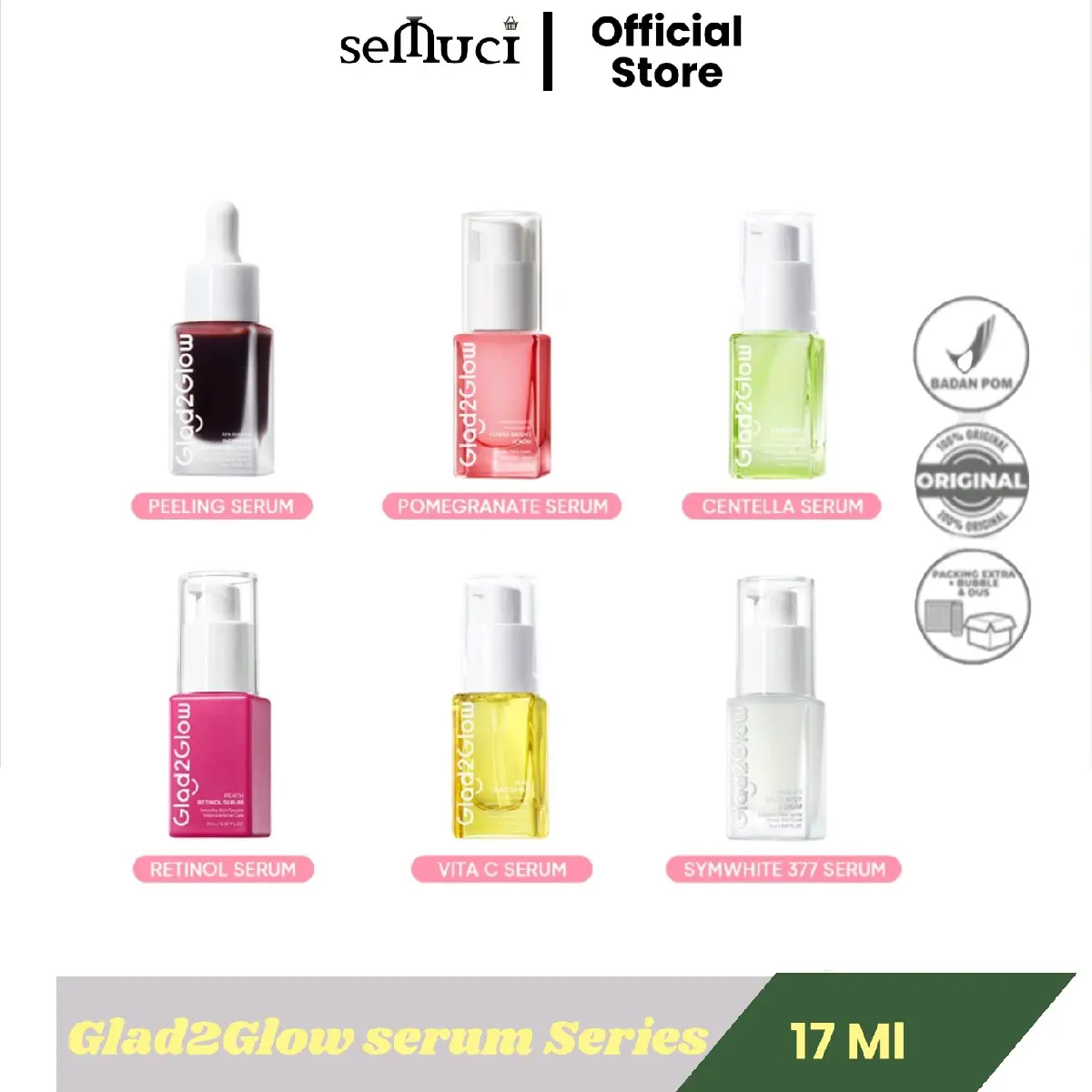 Glad2Glow Series 17 ml Wajah Perawatan Mencerahkan Memudarkan Dark Hitam serum g2glow