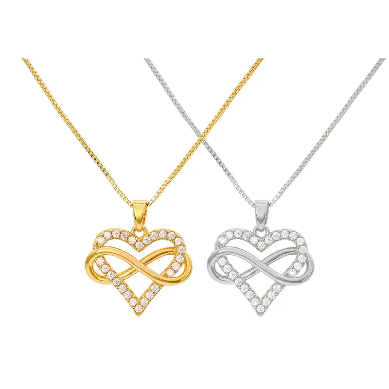 (CN111)Infinite Heart Zircon Pendant Necklace（38+5CM） 3