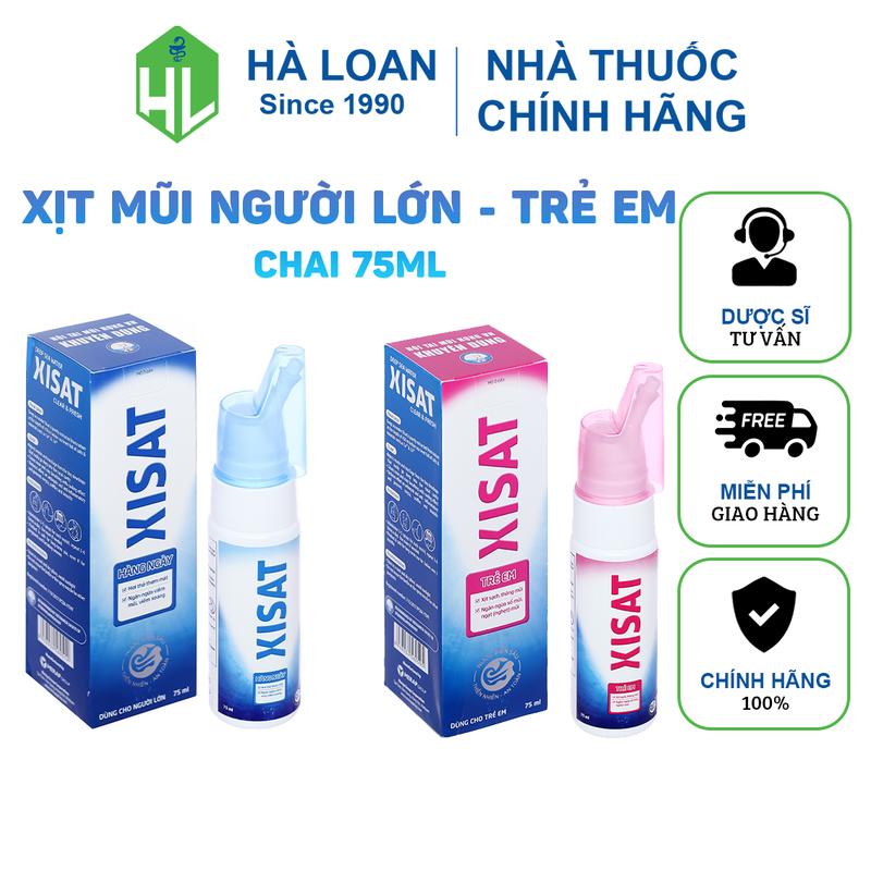  Xịt mũi nước biển sâu XISAT - Vệ sinh mũi phòng ngừa sổ mũi ngạt mũi và viêm xoang  Chai 75ml  