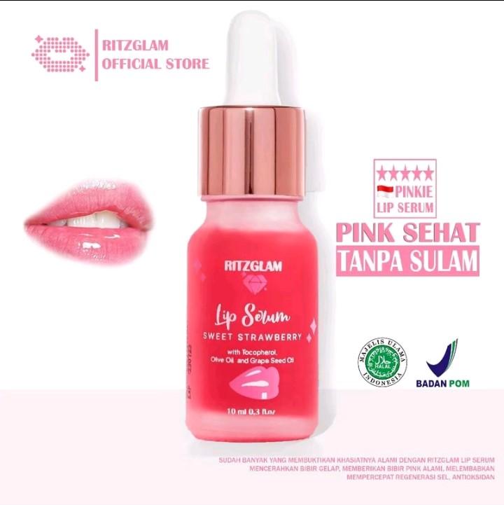 Ritzglam Lip Serum Pemerah Bibir Premium Sweet Strawberry | Sehat Tanpa Sulam Bibir Hitam 0
