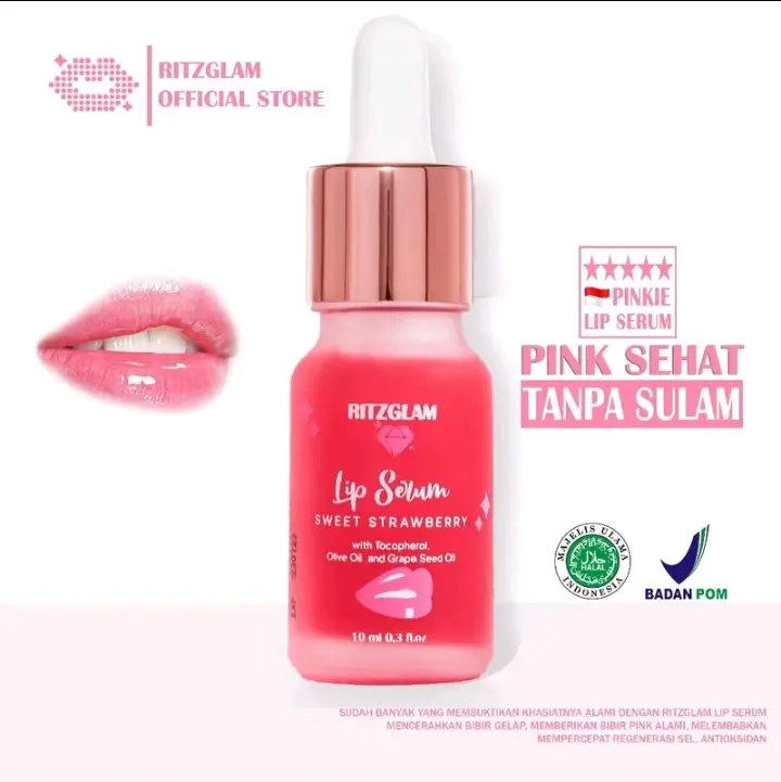 Ritzglam Lip Serum Pemerah Bibir Premium Sweet Strawberry | Sehat Tanpa Sulam Bibir Hitam 0