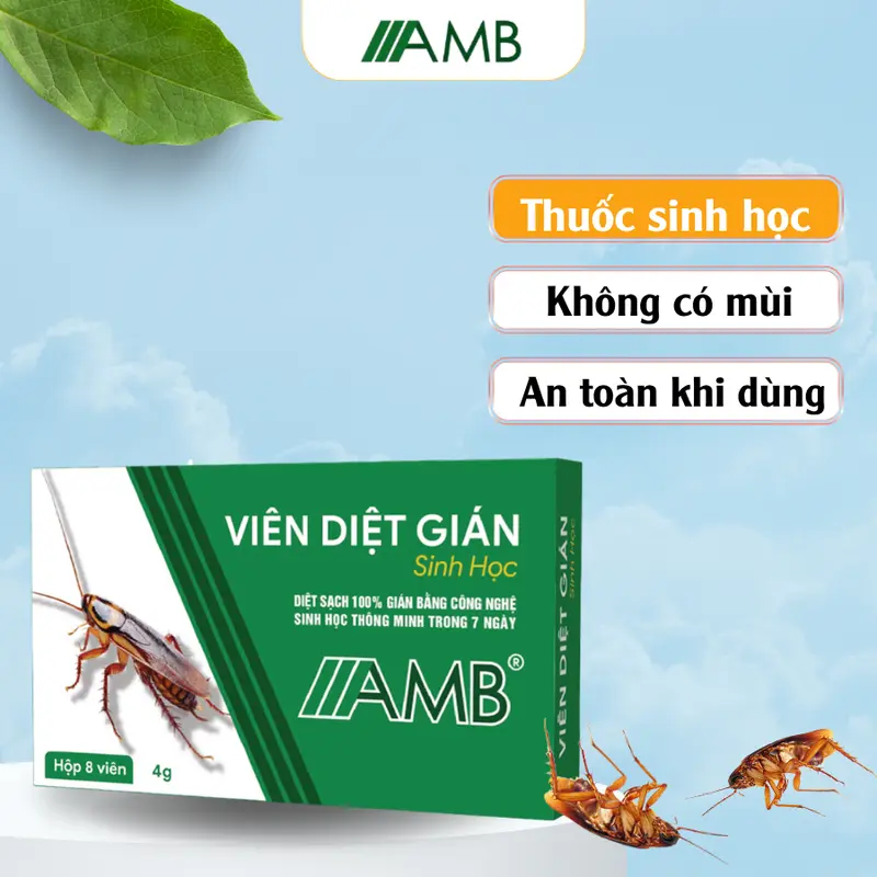Viên trị gián sinh học AMB, Viện Hàn lâm khoa học Việt Nam, diệt tận gốc tất cả các loại gián, hiệu quả, an toàn Nhang xịtổgián Household Cleaners vien  xa 1