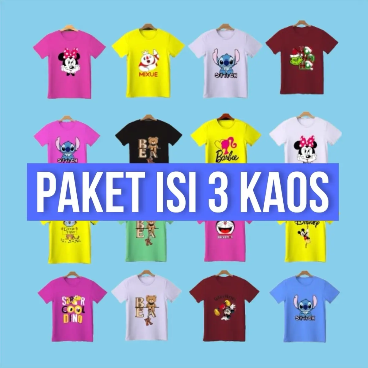 Paket Atasan Anak Laki-Laki dan Perempuan, 3pcs Motif Random - Baju
