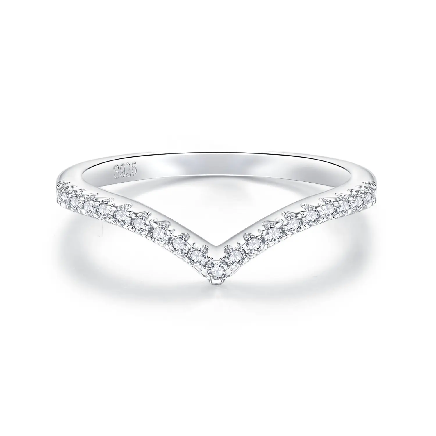 LLXYW Human form/ smiling/V-Shaped Moissanite Ring Setting D Color VVS1 Lab  Wedding Band for Woman Engagement Jewelry Gift