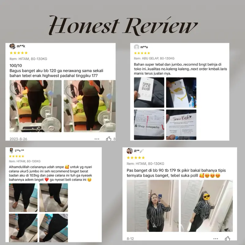 Legging HW Super Jumbo Muat BB 80-130KG / Legging Plus Size panjang tebal celana wanita hitam Lembut Melar 3