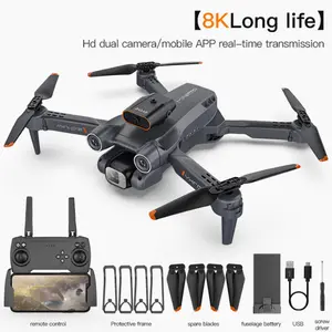 【COD】P12 PRO Drone 4K HD Dual Camera Obstacle Wide Angle Penghindaran Cerdas Kendali Jarak With Lampu Jauh Accessories Kamera Remote