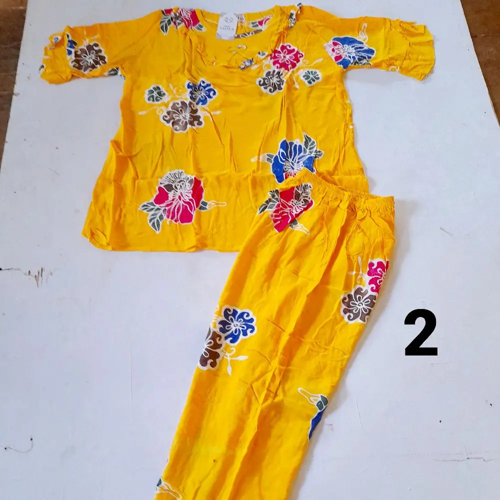 SETELAN  Wanita BATIK  JUMBO TERBARU LD125 Celana Panjang Motif tangan 3/4