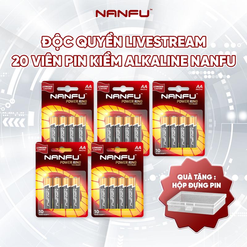 [ĐỘC QUYỀN LIVESTREAM - TẶNG HỘP ĐỰNG] Combo 20 Viên Pin Nanfu Alkaline AA/AAA Chính Hãng, Bền Lâu, Bảo Quản 10 Năm - Hàng Chính Hãng, Tặng Kèm Hộp Đựng