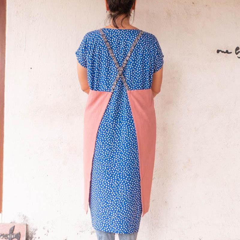 Linen apron masak (Coral Pink) 2
