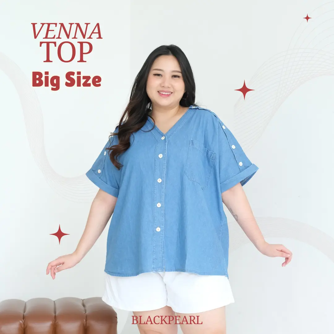 VENNA Kemeja Jeans Denim Jumbo BIg Size LD 145cm