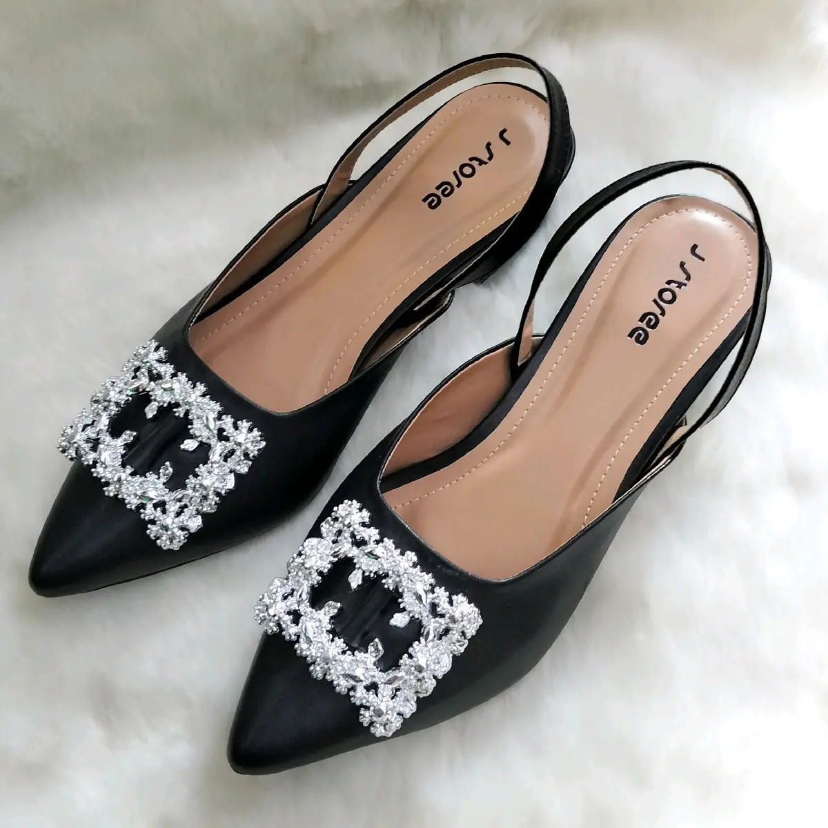 Sandal mules wanita tali belakang karet hak bungkus tinggi 3cm  j_store 12  Shoes antiselip size 40 flat
