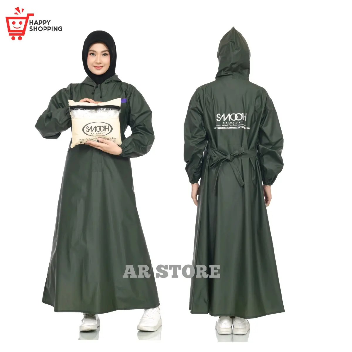 SMOOTH Jas Hujan Wanita Kain PVC 025 Tebal Elastis Lentur Tahan Air