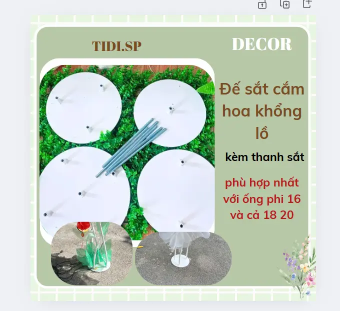 Đế sắt cắm hoa khổng lồ - đế nhựa/ sắt, giúp trang trí không gian sinh động